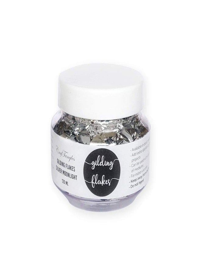 CrafTangles Gilding Flakes (120 ml) - Silver Moonlight, for Resin, Gilding, high Shine, Does not darken, Works with Gilding glues - Image 1